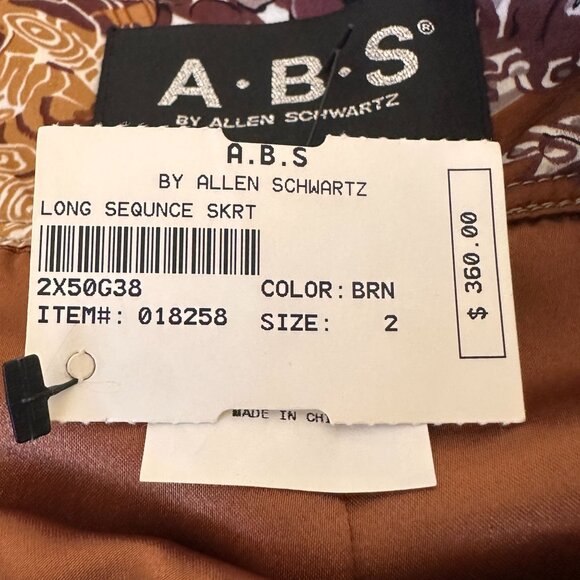 ABS Allen Schwartz Y2k 100% Silk Butterfly Print Long Sequins Skirt Size 2 NWT - Picture 10 of 12